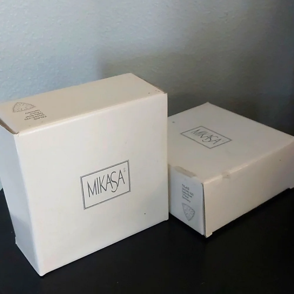 𝅺NEW MIKASA CRYSTAL CANDY DISH Y2k Glass RARE VINTAGE COLLECTIBLE NIB LOT OF 2